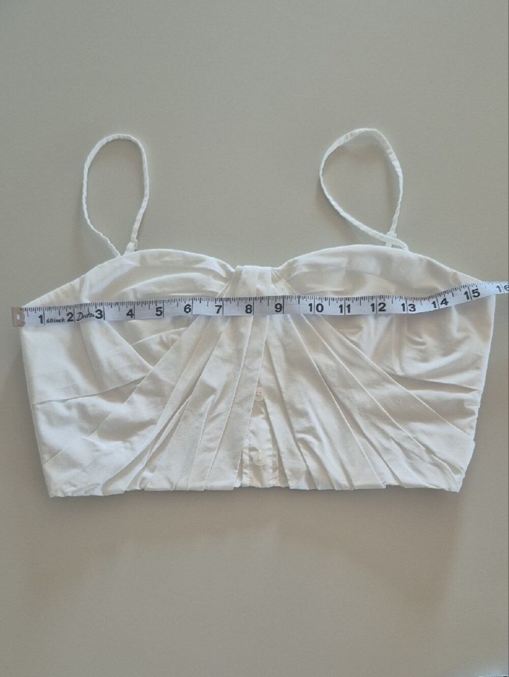 Jonathan Simkhai Cotton Pleated White Bustier Crop Cami Top, Size 4 - Picture 12 of 16